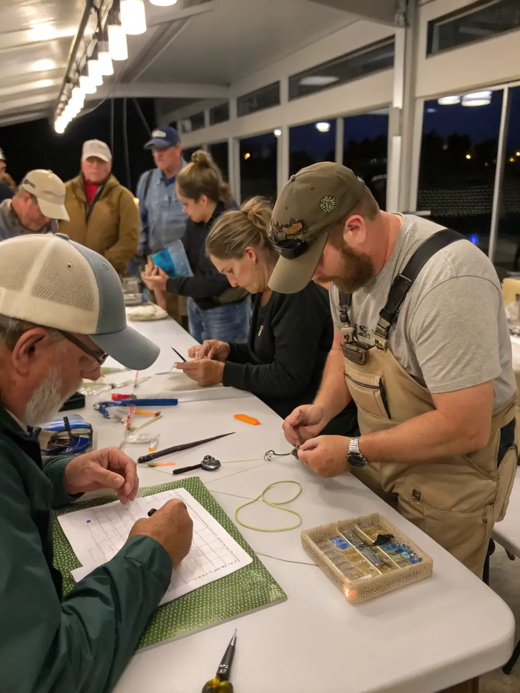 An image of a workshop where community members are learning about sustainable fishing practices, emphasizing the association's educational outreach.